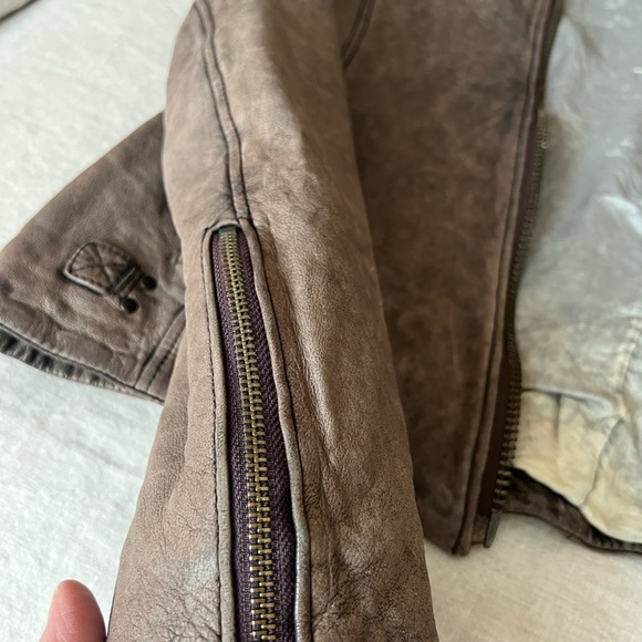 Woman’s brown, leather jacket. Size S. Attached hood. Purchased at Holt Renfrew. - Picture 5 of 9